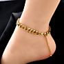 Women Foot Jewelry Gold Plated Stainless Steel Cuban Link Chain Anklet