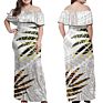 Women Maxi Dress Polynesian Hibiscus African Tribal Grey Pattern Dress Maxi Women Size plus Dress Night Women Wear