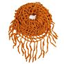 Women Solid Colour Warm Knit Loop Scarf with Fringe Tassel Infinity Scarf Cashmere Circle Collar