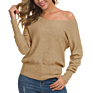 Women's off Shoulder Sweater Long Sleeve Loose Pullover Knit Jumper