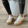 Women's Shoes round Toe Thick Bottom Lace-Up Canvas Shoes Large-Size Printing Casual Shoes