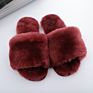 Women's Soft Indoor Home Fluffy Fuzzy Sheep Slippers Real Wool Fur Sheepskin Open Toe Fur Slides Slippers