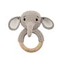 Wooden Ring Crochet Bunny Bear Fox Elephant Deer Giraffe Animal Crochet Rattle Teething Toy
