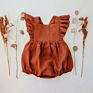 X107084 Fly Sleeved Baby Linen Cotton Girls Jumpsuit Rompers Green Pink Bodysuits
