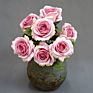 Yiwan the Queen's Rose7 Heads Queen Rose Artificial Flowers for Roses Bouquet Beige Purple Lavender Marigold Queen Rose