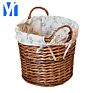 Yrmt Handmade Woven Wicker Laundry Storage Basket Hamper Fabric Liner with Handle