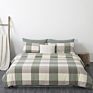 100% Cotton 4 Piece Bedding Set Plaid Checker Pattern Minimalist Style Twin Queen King Size Fitted Sheet Bedding Set