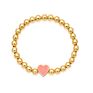 18K Real Gold Plated 6Mm Brass round Beads Personalized Diy Enamel Heart Charm Bracelet for Women Girls