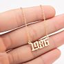 1980- Birth Year Number Stainless Steel Pendant Necklace for Women and Men
