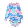 2 Piece Suit Sun Protection Rash Guard Set Girl Beach Long Sleeve Swim Shirt Shorts Set Kids Swimsuit
