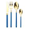 4 Pcs Flatware 304 Stainless Golden Set Black Handle and Gold Cutlery