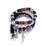 4Pcs/Set Multi-Layer Natural Stone Bead Bracelet Mix Pendant Tassel Bracelet Set for Women