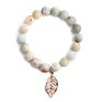 6/8/10Mm Raw Amazonite round Abacus Beads Stone Bracelet Gold Leaf Silver Cross Bracelet