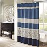72X72 Farmhouse Home Bathroom Aqua Shower Curtain Machine Washable Faux Silk Embroidered Floral Shower Curtain