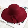 Allch Rts Polyester Women Fedora Wide Brim Camel Color Felt Floppy Hat