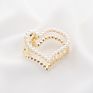 Alloy Metal Hair Accessories Gold Color Rhinestone Pearl Hair Claws for Women