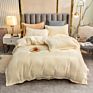 American Style Fleece Light Gray Velvet 4Pcs Bed Set