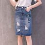 Arrived Wholesales Ladies Jeans Skirt Long Womens Denim Skirt and Top Set Womens Long Skirt Set