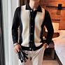 Autumn Fluffy Knitted Top Men's Sweater Solid Color Long Sleeve Warm Lapel Cardigan Coat