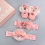 Baby Headband Socks Suit Lace Floral Bow Baby Girls Headbands Elastic Bowknot Newborn Hair Band Turban Socks Set