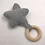 Baby Rattle Teething Toys Crochet Nursering Baby Play Gym Star Teether Toy with Wood