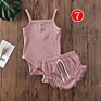 Baby Ribbed Set Sleeveless Vest Rompers + Shorts 2Pcs Outfit Solid Color