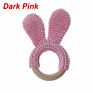 Baby Teether Bunny Ear Crochet Wooden Ring Safe Organic Wood Teething Rattle Toy Pacifier Clip Holder Wood Ring