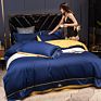 Beauty Luxury Wedding Embroidery Solid Color Bridal Bed Sheet 100% Cotton King Size 4 Pcs Satin Red Bedspreads Bedding Set