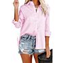 Blusa Ladies Blouses Elegant Embossed Long Sleeve Button down Women Shirts