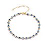 Boho 18K Gold Plated Lucky Evil Eyes Bracelet 7.5 Inch Blue Evil Eyes Charm Bracelet for Girls