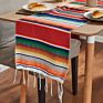 Boho Ethnic Style Beach Blanket Beach Towel Tassels Throw Rug Mexican Style Picnic Blanket Handmade Striped Tablecloth