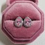 Brass Square round Geometric Bride Earrings Wedding Pink Diamond Cz Zircon Heart Stud Earrings for Women