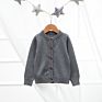 screw  neck single button cotton kids cardigan sweater