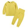 Children Pajamas Kids Plain Color Ribbed Cotton Pajamas Sets Kids Long Sleeves Sleepwear