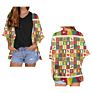 Christmas Blue Bell Cartoon Chiffon Kimono Cardigans Polynesian Tribal Style Casual Loose Open Front Swimwear Shirt Beach Women