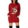 Christmas Hoodies Women Long Sleeve Sweatshirt Christmas Printed Pocket Women Sweatshirt Dress Hoodies