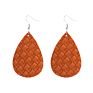 Creative Handmade Light Weight Flower Print Teardrop Earrings Leather Earrings for Women Party Wedding Jewelry
