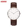 Customized Logo Classical Ultra Thin Minimalist Simple Design 40Mm 36Mm Rose Gold Case Black Leather Strap Mens Watch