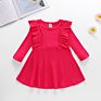 Customized Ruffle Sleeve Design Ladies Girl Solid Cotton Twirl Casual Elegant Baby Girl Casual Wear Casual Dresses