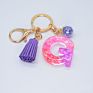 Cute English Letter Pendant Key Chains Ring Tassel Keyring Resin Acrylic Initial Car Handbag Keychain Holder Accessories Jewelry