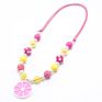 Cute Lemon Slice Pendants Girls Chunky Beads Necklace Child Kids Toddler Chunky Party Jewelry Adjustable Rope