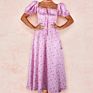 Dress Women Short Puff Sleeve Flroal Printed Ruched Party High Split Long Maxi Dresses Drawstring Vestidos Sundress