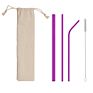 Eeo-Friendly Reusable Drinking Straws Set with Bag Customized Logo 304 Stainless Steel Metal Straw