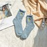 Embroidered Coral Velvet Socks Thickened Home Smile Face Women Floor Socks