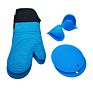 Extra Long Oven Mitts and Pot Holders Sets Heat Resistant Silicone Oven Mittens with Mini Oven Gloves and Pads Potholders