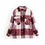 Front Pocket Design Casual Plaid Jacket Autumn Coat Women