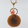 Fur Ball Keyring Imitation Faux Rex Rabbit Fur Ball Keychain Creative Car Key Chain Acrylic Smiley Hair Ball Pendant