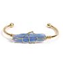 Gold Copper Wire Wrapped Open Cuff Bangle Handmade Women Natural Stone Bangle