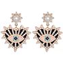 Gold Plated Big Eyes Diamond Evil Eyes Alloy Crystal Stud Earrings Women