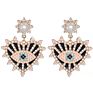 Gold Plated Big Eyes Diamond Evil Eyes Alloy Crystal Stud Earrings Women